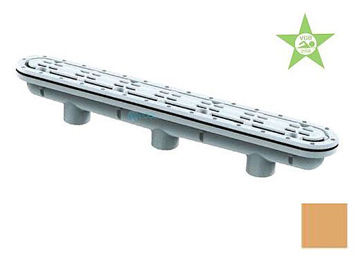 AquaStar 32" Channel Drain with 3 Port Sump/"AV" Grate  Anti-entrapment Suction Outlet Cover for Fiberglass without Gaskets (VGB Series) | Tan | 32CDAVFG108