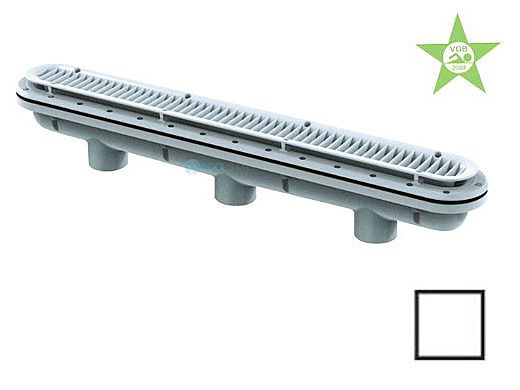 AquaStar 32" Channel Drain with 3 Port Sump/Debris Catcher Anti-entrapment Suction Outlet Cover for Fiberglass without Gasket (VGB Series) | White | 32CDLTFG101