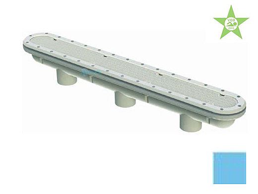 AquaStar 32" Channel Drain Pinhole Anti-Entrapment Suction Outlet Cover and 3 Port Manufactured Sump for Vinyl/Fiberglass | Blue | 32CDPHV104