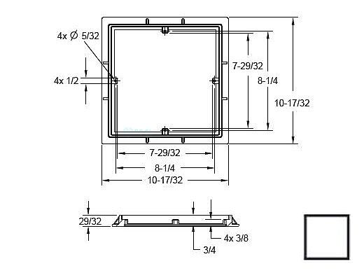 AquaStar 9" Square 3/4" Deep Frame Only/No Screws | White | 9FR101