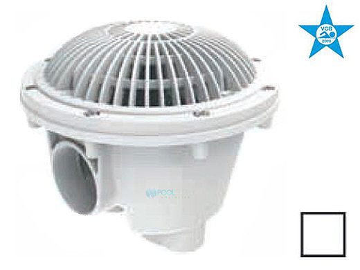 AquaStar 8" Round MoFlow Suction Outlet Cover with Standard Sump for Vinyl and Fiberglass | White | 8MFSBV101