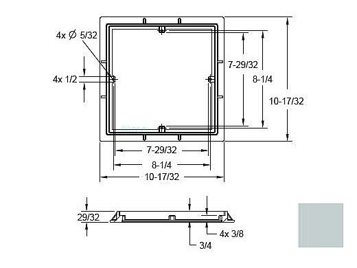 AquaStar 9" Square 3/4" Deep Frame Only/No Screws | Light Gray | 9FR103