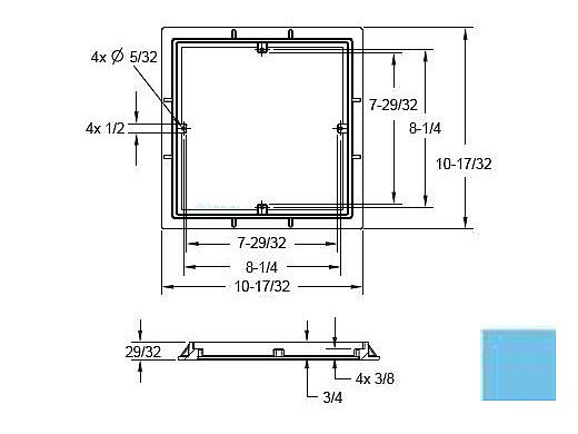 AquaStar 9" Square 3/4" Deep Frame Only/No Screws | Blue | 9FR104
