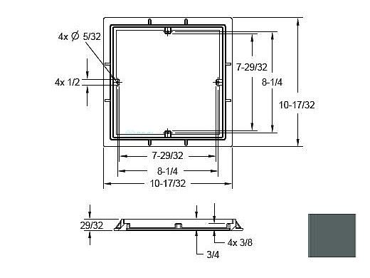 AquaStar 9" Square 3/4" Deep Frame Only/No Screws | Dark Gray | 9FR105