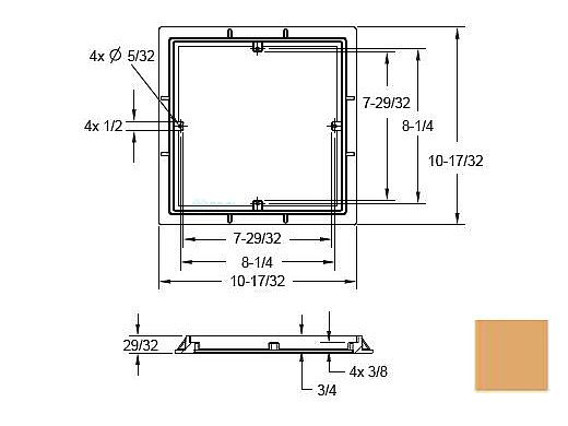 AquaStar 9" Square 3/4" Deep Frame Only/No Screws | Tan | 9FR108