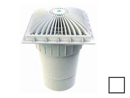 AquaStar 9" Square MoFlow Suction Outlet Cover with 6" Socket Deep PVC Sump | White | 9MF101F
