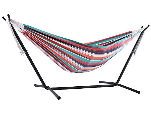 Vivere Double Cotton Hammock with Stand | 9-Foot Plumeria | UHSDO9-30