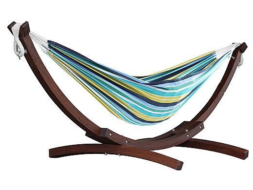 Vivere Double Cotton Hammock with Solid Pine Arc Stand | 8-Foot Cayo Reef | C8SPCT-29