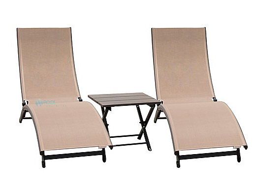 Vivere Coral Springs 3-Piece Lounger Set with Table | Macchiato | CORL3-MA