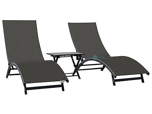 Vivere Coral Springs 3-Pieces Lounger Set with Table | Grey | CORL3-GB