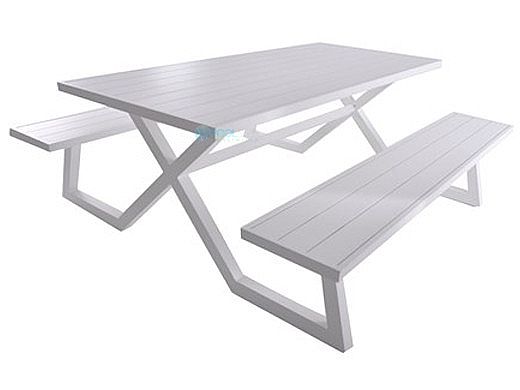 Vivere Banquet Deluxe 8-Seat Picnic Table | White | BDAT-WH