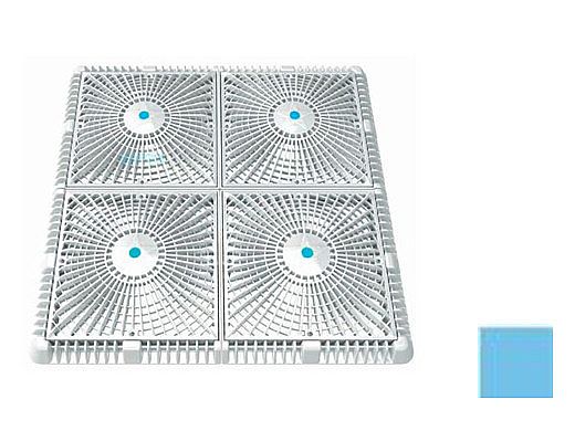 AquaStar 18" Square Mud Frame with Four 9" Square Star Anti-Entrapment Suction Outlet Covers with Vented Riser Rings | Blue | P18104