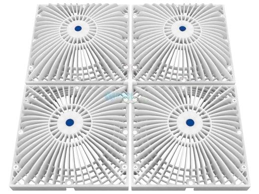 AquaStar Four 9" Square Retrofit MoFlow Suction Outlet Covers and Screws | White | R18MFNF101