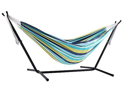 Vivere Double Cotton Hammock with White Stand | 9-Foot Cayo Reef | UHSDO9-W29