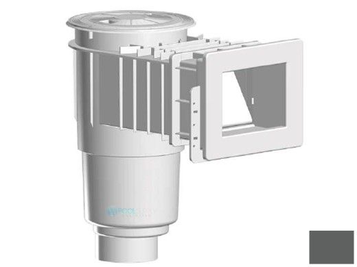 AquaStar Flow Star Standard Skimmer with Narrow 9" Deep Throat, Float Assembly, Basket, Lid and Adjustable Collar with 4" Socket Sump for Vinyl | Dark Gray | SKRVFL3N105D