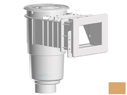 AquaStar Flow Star Standard Skimmer with Narrow 9" Deep Throat, Float Assembly, Basket, Lid and Adjustable Collar with 4" Socket Sump for Vinyl | Tan | SKRVFL3N108D