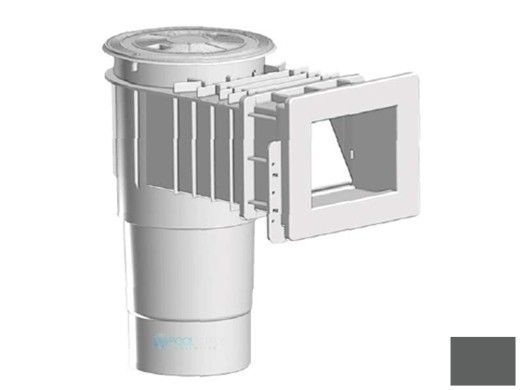 AquaStar Flow Star Standard Skimmer with Narrow 9" Deep Throat, Float Assembly, Basket, Lid and Adjustable Collar with 6" Socket Sump for Vinyl | Dark Gray | SKRVFL3N105F