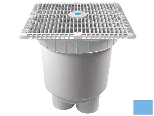 AquaStar 12"x12" Wave Suction Outlet & Vented Riser Ring with 2 Port Double Deep Sump Bucket | Blue | WAV12WR104B