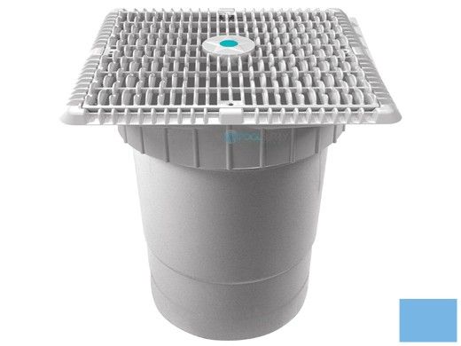 AquaStar 12"x12" Square Wave Grate  & Vented Riser Ring with Double Deep Sump Bucket with 6" Socket (VGB Series) | Blue | WAV12WR104F
