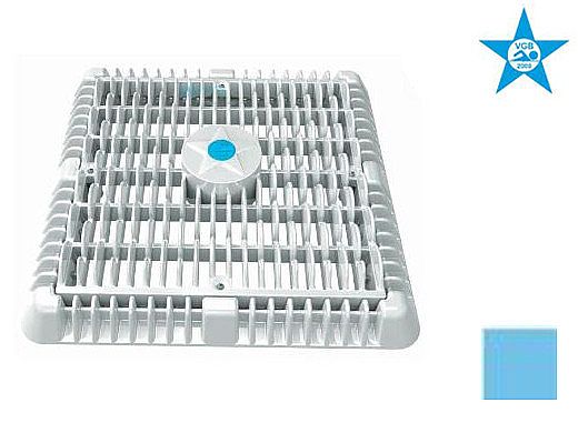 AquaStar 9" Square Wave Suction Outlet Cover with Frame and Vented Riser Ring | Blue | WAV9WR104