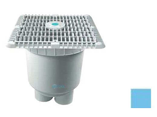 AquaStar 9" Square Wave Anti-Entrapment Suction Outlet Cover with Vented Riser Ring with 2 Port Double Deep Sump Bucket (VGB Series) | Blue | WAV9WR104B