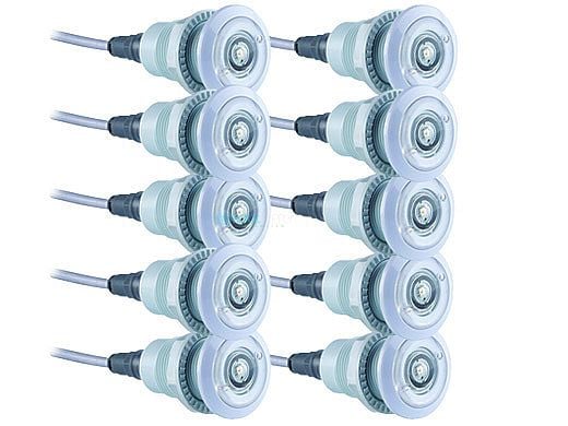 SR Smith Treo Micro Color RGB LED Underwater Pool Light | 12V 2 Watt  150' Cord | 10 Light Bulk Pack | FLED-TM-C-150-PK10