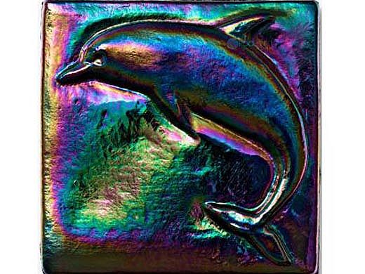National Pool Tile Deco Accent Glass Tiles 4x4 Dolphin | Rainbow | OCN-RNDOLPHIN