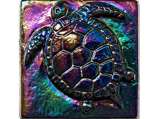 National Pool Tile Deco Accent Glass Tiles 4x4 Turtle | Rainbow | OCN-RNTURTLE