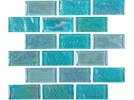 National Pool Tile Equinox 1x2 Glass Tile | Icy Teal | EQX-WINTER1X2