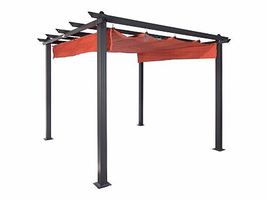 Coolaroo Aurora Aluminum Pergola Gazebo with Retractable Canopy Shades | 10x10 Foot Terracotta | 454609