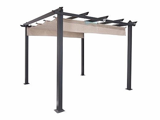 Coolaroo Aurora Aluminum Pergola Gazebo with Retractable Canopy Shades | 10x10 Foot Smoke | 454616