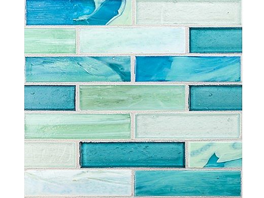 National Pool Tile Santorini Series 1x4 Glass Tile | Cerulean Aqua | SAN-AQUA1x4