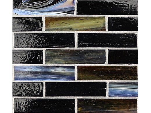 National Pool Tile Santorini Series 1x4 Glass Tile | Umbria Black | SAN-BLACK1X4