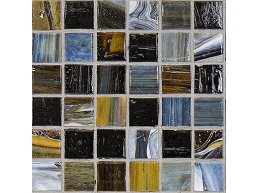 National Pool Tile Santorini Series 1x1 Glass Tile | Umbria Black | SAN-BLACK