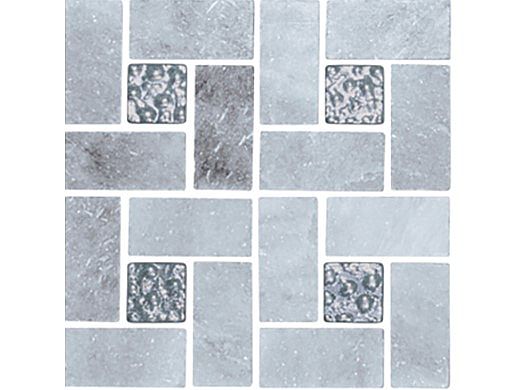 National Pool Tile Fusion Mosaic Quartz with Glass Tile | Grey Quartz | FS-PINWHEELGQ