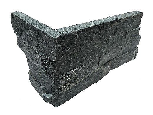 National Pool Tile Natural Ledgerstone 6x16 Corner | Black Quartz | 130120