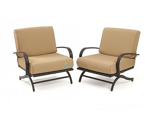 Outdoor GreatRoom Chat Rocking Chairs | Tan Cushions | CFP42-RCH