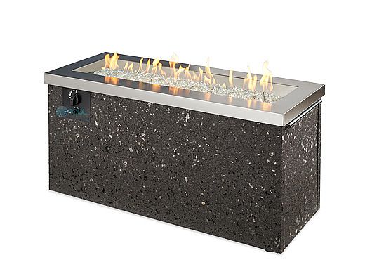 Outdoor GreatRoom Stainless Steel Key Largo Linear Gas Fire Pit Table | KL-1242-SS