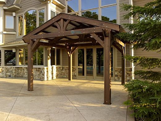 Outdoor GreatRoom Lodge II Pergola Kit | 14' X 14' Mocha Wood | LODGE II