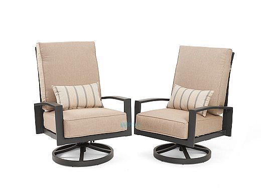 Outdoor GreatRoom Lyndale Highback Swivel Rocking Chairs | Cast Ash Sunbrella Cushions | LSR-CA