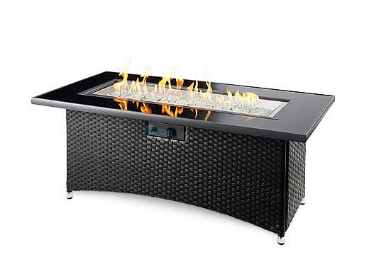 Outdoor GreatRoom Black Montego Linear Gas Fire Pit Table | MG-1242-BLK-K
