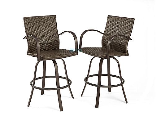 Outdoor GreatRoom Naples Leather Wicker Barstools | NAPLES-4030-L