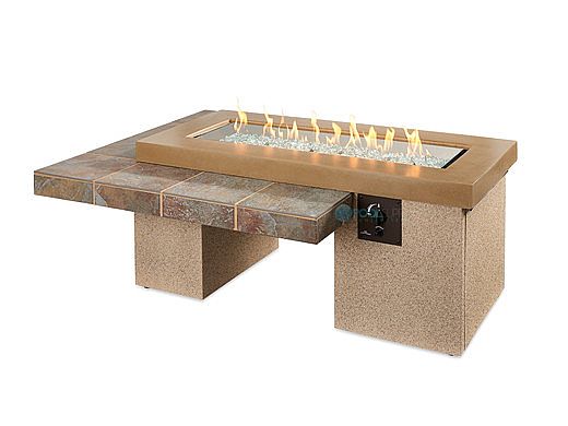 Outdoor GreatRoom Brown Uptown Linear Gas Fire Pit Table | UPT-1242-BRN