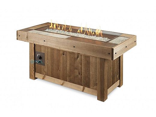 Outdoor GreatRoom Vintage Linear Gas Fire Pit Table | VNG-1242BRN