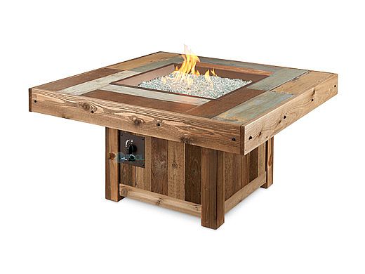 Outdoor GreatRoom Vintage Square Gas Fire Pit Table | VNG-2424BRN