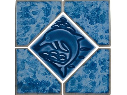 National Pool Tile Tropics Series Dolphin  | Aqua | TRO-AQUA DOL