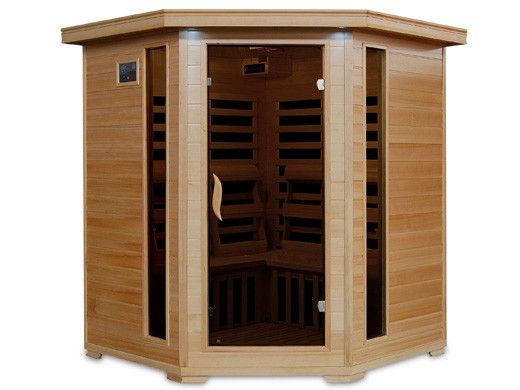 HeatWave Tucson 4-Person Hemlock Corner Infrared Sauna with 10 Carbon Heaters | SA2420DX
