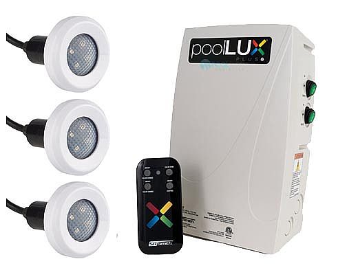 SR Smith poolLUX Plus2 Multi-Zone Wireless Lighting Control System with Remote | 120 Watt 120V Transformer | Includes 3 Treo Light Kit | 3TR-PLX-PL2