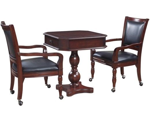 Hathaway Fortress 28-In Chess 3-in-1 Pedestal Game Table Set with Chairs | Mahogany | NG2995 BG2995