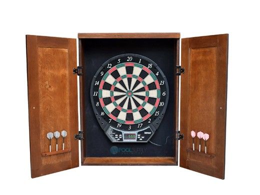 Hathaway Brookline Electronic Dartboard Cabinet Set | Walnut | NG5004 BG5004
